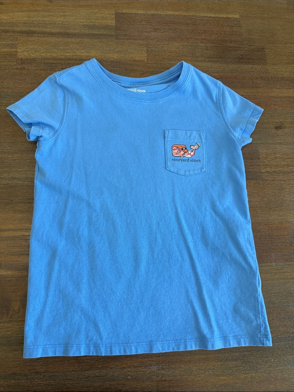 vineyard vines Girls' Blue Pocket Tee with Whale Graphic